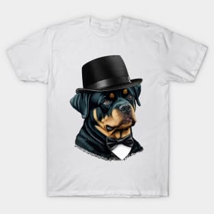 Rottweiler Funny Top Hat T-Shirt